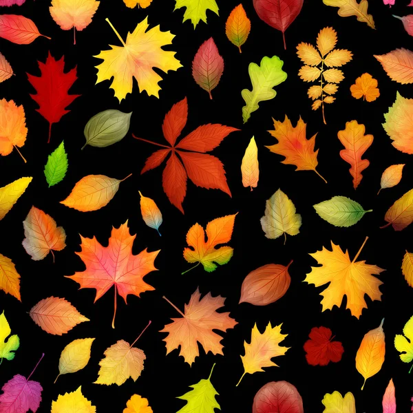 Colorful autumn leaves seamless pattern background — Stock Vector