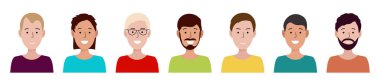Bir grup insan karakteri. Çeşitli avatar simgeleri