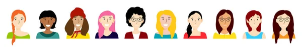 Women icons set vector background — Stock Vector