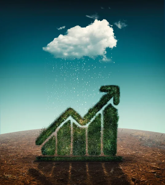 Készült Grafikon Esett Eső Egy Felhő Területen Koncepció Természetes Növekedés — Stock Fotó