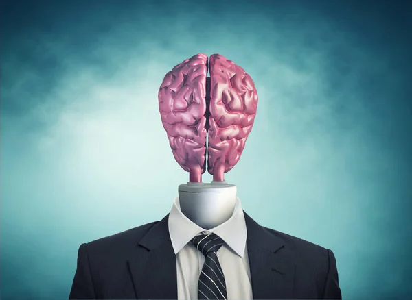 Lightbulb with a human brain inside of a business suit