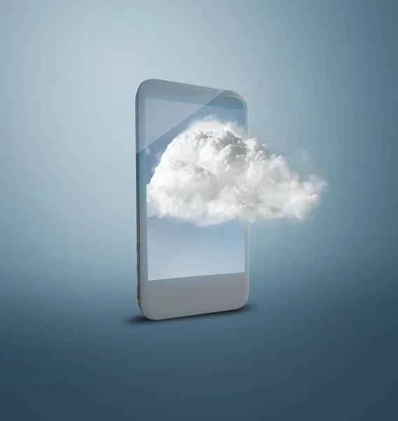 Konceptuell bild med en telefon och ett moln — Stockfoto