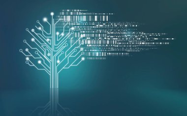 Mavi arka planda devre ağacı var. Gelecekçi ağ . 