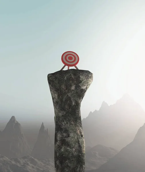 Червона Мішень Вершині Каменю Ілюстрація Рендеринга — стокове фото
