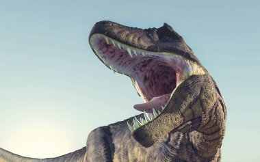 Close up of T rex roaring . This is a 3d render illustration .  clipart