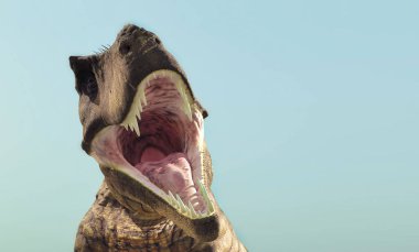 T-Rex 'in kükremesini kapat. Bu 3 boyutlu bir çizim. . 