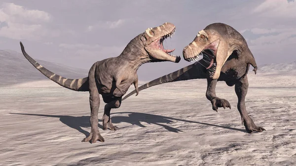 Rex Fight Desert Render Illustration — Stock Photo, Image