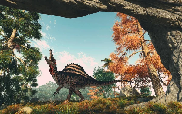 Dinozaur Góry Jest Ilustracja Renderowania — Zdjęcie stockowe