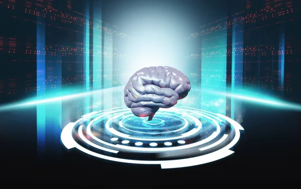 Cerebro Humano Con Antecedentes Futuristas Concepto Inteligencia Artificial —  Fotos de Stock