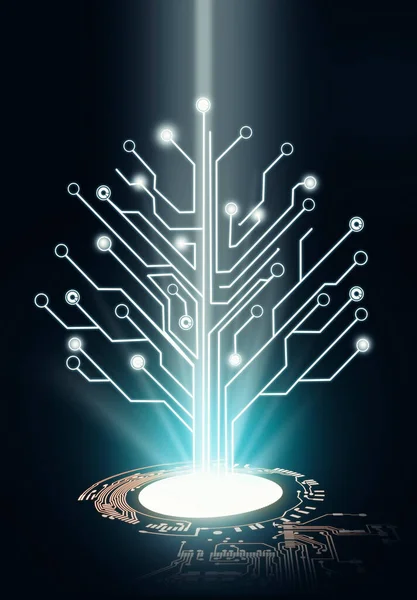 Circuit board tree connection . Futuristic connection concept .