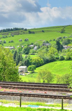 Manchester yakınlarındaki Peak bölgesinde klasik İngiliz manzara