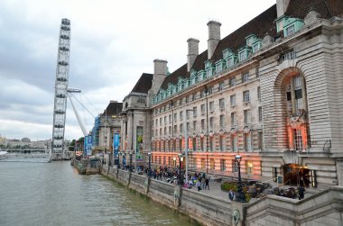 Londra manzarası, yatay, Big Ben, Westminster Sarayı, London Eye, Westminster Bridge, Thames Nehri, Londra, İngiltere, Birleşik Krallık