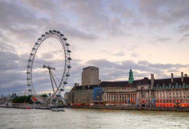 Londra manzarası, yatay, Big Ben, Westminster Sarayı, London Eye, Westminster Bridge, Thames Nehri, Londra, İngiltere, Birleşik Krallık