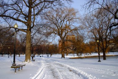 Boston, Massachusetts, ABD 'de kar yağışının stok görüntüsü