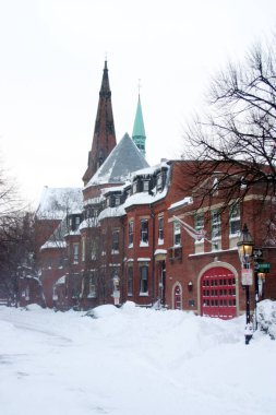 Boston, Massachusetts, ABD 'de kar yağışının stok görüntüsü