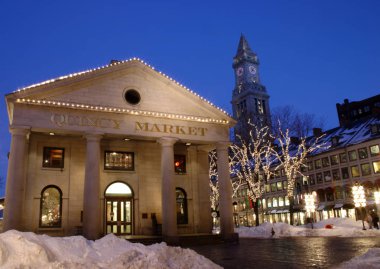 Boston, Massachusetts, ABD 'de kar yağışının stok görüntüsü