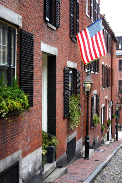 Beacon Hill Quartiere Ricco Rowhouse Stile Federale Con Alcuni Dei — Foto Stock