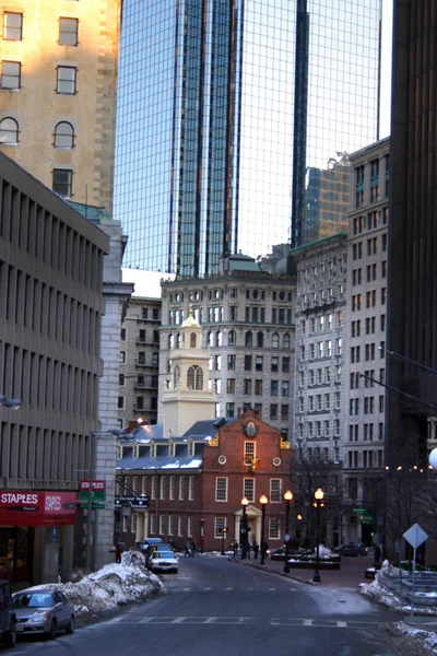 Stock Imagen Invierno Nevando Boston Massachusetts — Foto de Stock