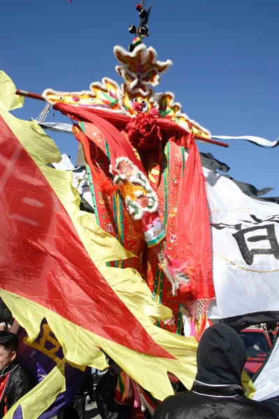 Dança Leão Chinatown Boston Durante Celebração Ano Novo Chinês — Fotografia de Stock