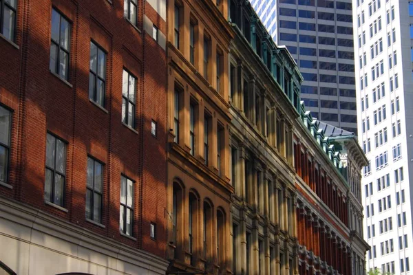 Εμπορικό Κτίριο Και Στον Ορίζοντα Στο Κέντρο Της Πόλης Βοστώνη — Φωτογραφία Αρχείου