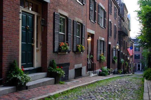 Beacon Hill Een Rijke Wijk Federale Stijl Rowhouses Met Een — Stockfoto