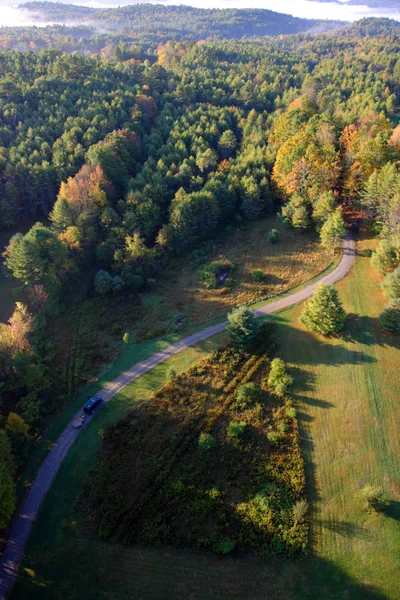 Letecký Pohled Horkovzdušném Balónu Plovoucí Prostřednictvím Vermont Země Straně — Stock fotografie