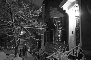 Boston, Massachusetts, ABD 'de kar yağışının stok görüntüsü