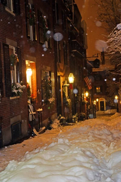 Stock Imagen Invierno Nevando Boston Massachusetts — Foto de Stock