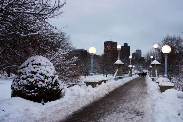 Stock Imagen Invierno Nevando Boston Massachusetts — Foto de Stock