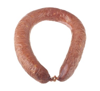 Beyaz arka plan üzerinde izole domuz yağı ile sosis