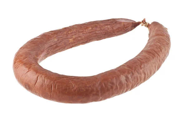 Saucisse Avec Saindoux Isolé Sur Fond Blanc — Photo