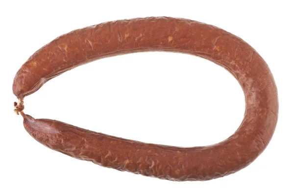 Saucisse Avec Saindoux Isolé Sur Fond Blanc — Photo