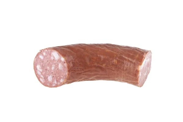 Saucisse Avec Saindoux Isolé Sur Fond Blanc — Photo