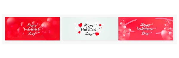 Buon San Valentino Set Banner Vendita Con Testo Calligrafia Cuori — Vettoriale Stock