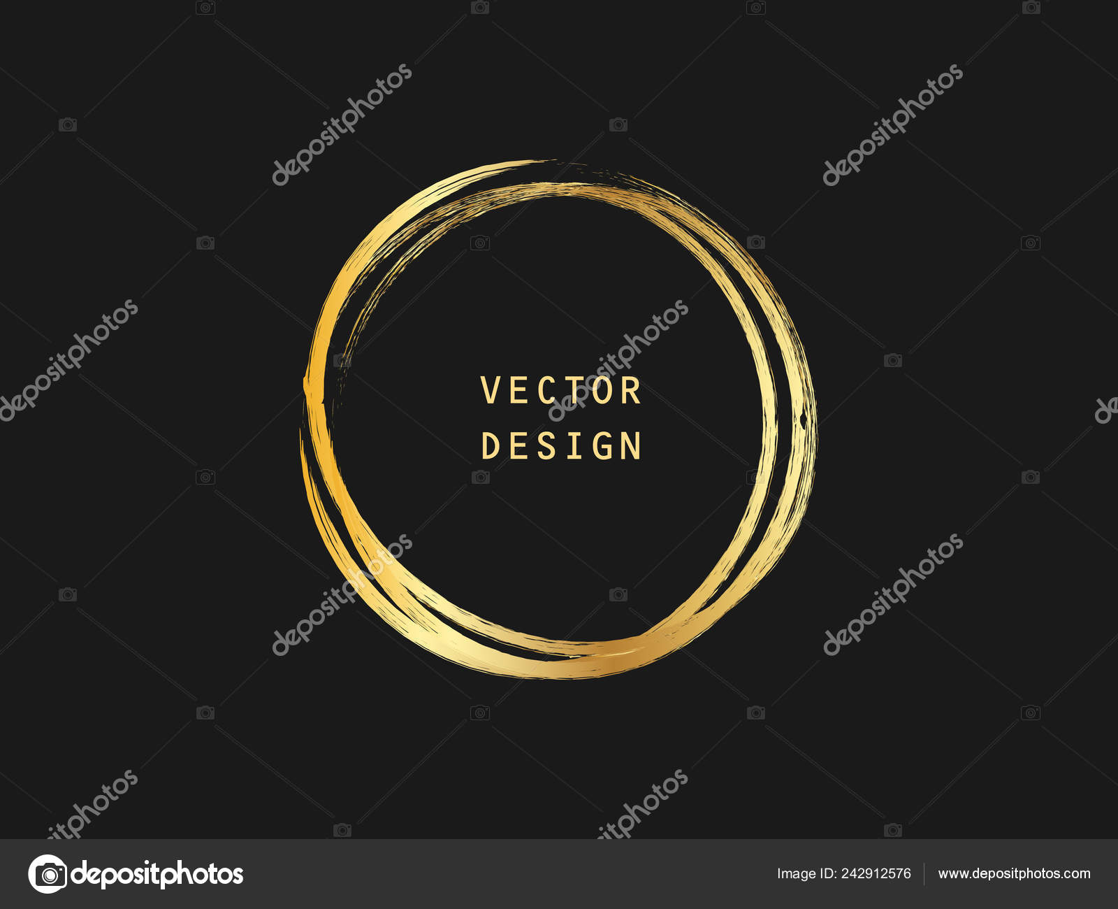 Metallic Gold Circle Shape Label Logo Design Element Frame Brush Stock Vector Image By C Artemvorotnik Gmail Com