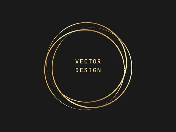 Metallic Gouden Cirkel Vorm Etiket Logo Ontwerpelement Frame Borstel Abstracte — Stockvector