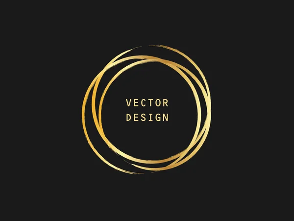 Metalliskt Guld Cirkel Formen Etikett Logo Designelement Ram Borste Abstrakt — Stock vektor
