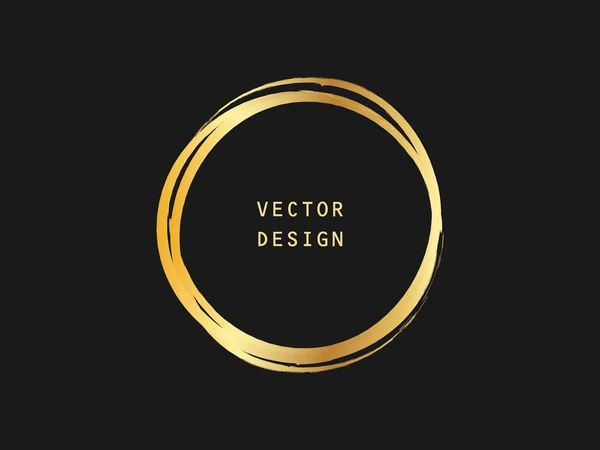 Металлическая Форма Золотого Круга Этикетка Элемент Дизайна Логотипа Рамка Кисть — стоковый вектор