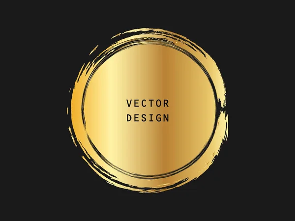 Metallisk Guld Cirkel Form Etiket Logo Design Element Ramme Børst – Stock-vektor
