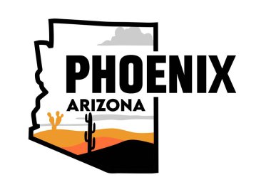 Kaktüs siluetleri ve güzel manzaralı Phoenix Arizona