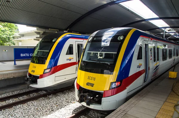 Kuala Lumpur Malaysia 2014 Ktm Třída Vlaků Nástupišti Vlakového Nádraží — Stock fotografie