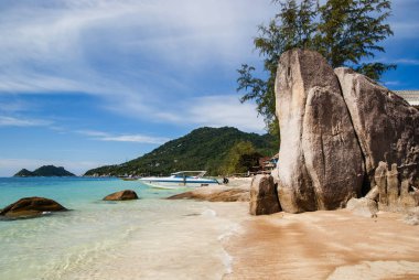 Koh Tao, Tayland beyaz kum Sairee plajkayalar