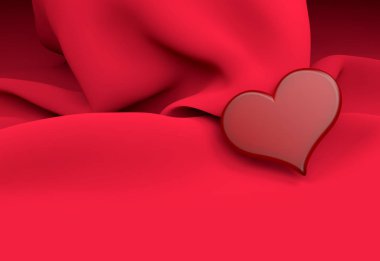 Sevgililer günü Şubat 3d kırmızı büyük kalp illüstrasyon 