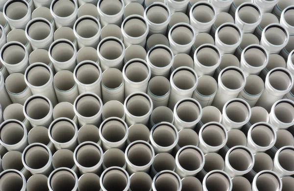 Tubos Pvc Plástico Blanco Apilados —  Fotos de Stock