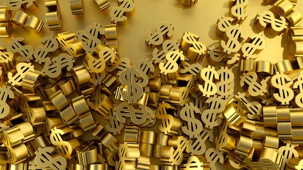 Många Pengar Dollartecken Guld Vinst Inkomst Finansiella Ekonomin Illustration — Stockfoto