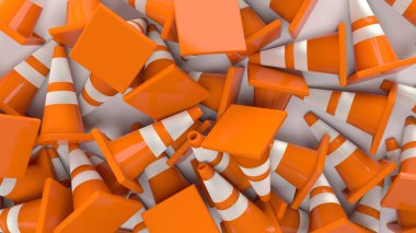 trafik konileri inşaat 3d çizim