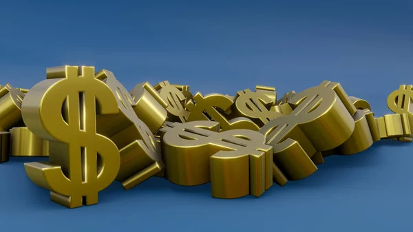 dollar sign money gold finance sale buy saving economy blue 3D illustration