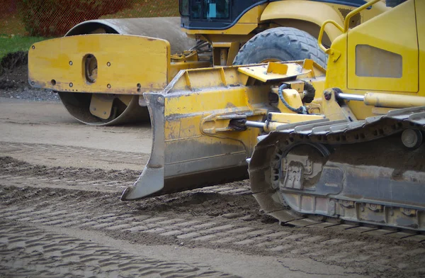 Rodillo de vapor excavadora excavadora movimiento de tierra sitio de construcción máquina hidráulica vehículo — Foto de Stock