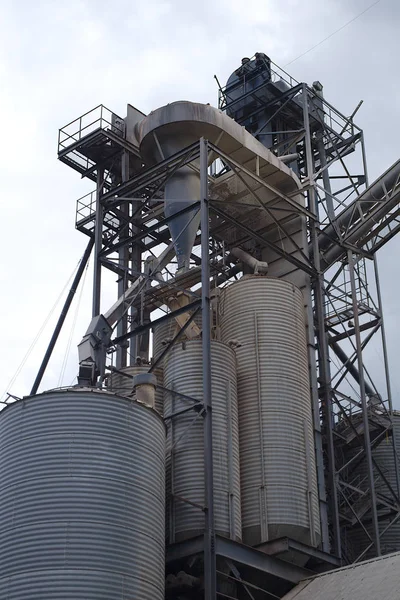 Mill container cereal grain agriculture metal silo — Stock Photo, Image