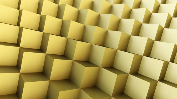 Yellow cubes squares dimension background 3D illustration